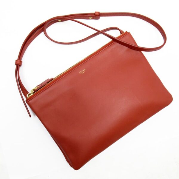 h28700a Celine Trio Crossbody Shoulder Bag Leather Brown