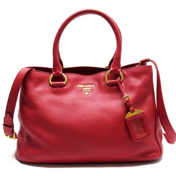 h28802a Prada Vitello Phenix Leather 2Way Bag Red