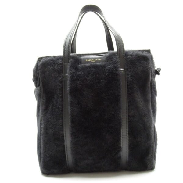 h28875a Balenciaga Fur Leather Handbag Black