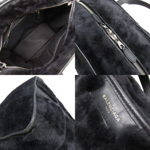 h28875a 4 Balenciaga Fur Leather Handbag Black