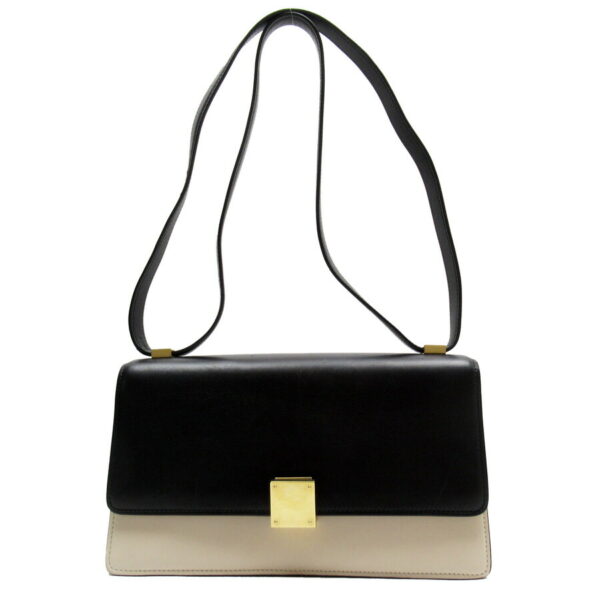 h29078a Celine Classic Box Shoulder Bag Leather Black Beige