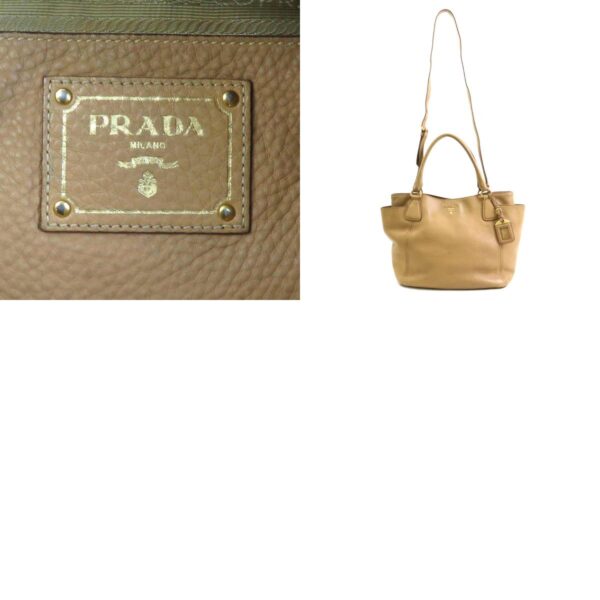 h29384a 13 c Prada Shoulder Bag Leather Beige