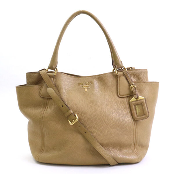 h29384a Prada Shoulder Bag Leather Beige