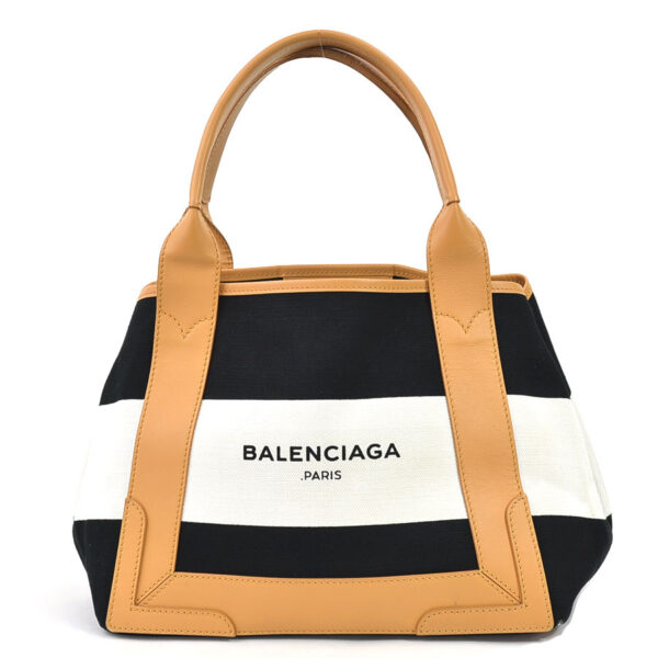 h29532i 1 Balenciaga Canvas Leather Tote Bag Black White Camel