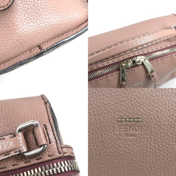 h29624g 9 c Fendi Ray Selleria Shoulder Bag Leather Pink Beige