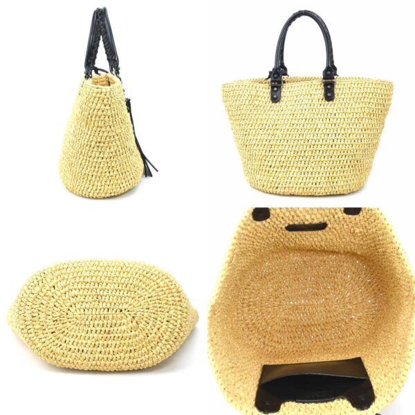 h29686i 1 c Balenciaga Straw Leather Basket Bag Natural Black