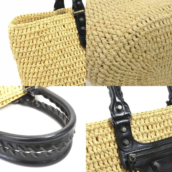 h29686i 5 c Balenciaga Straw Leather Basket Bag Natural Black