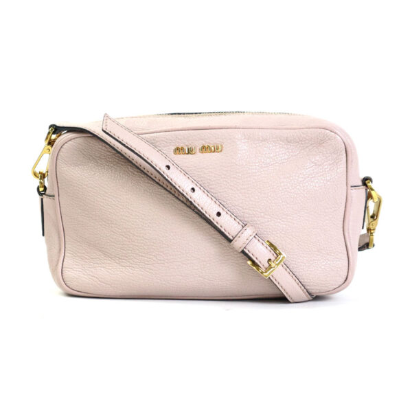 h29745a Miu Miu Crossbody Shoulder Bag Leather Pink