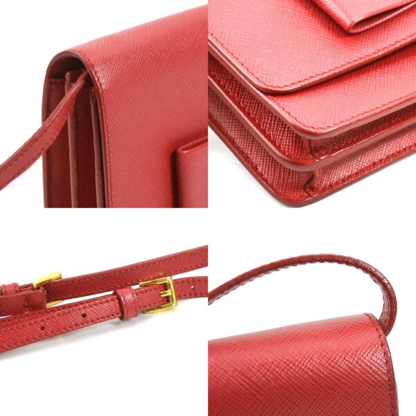 h29866f 5 c Prada Saffiano Leather Shoulder Wallet Red