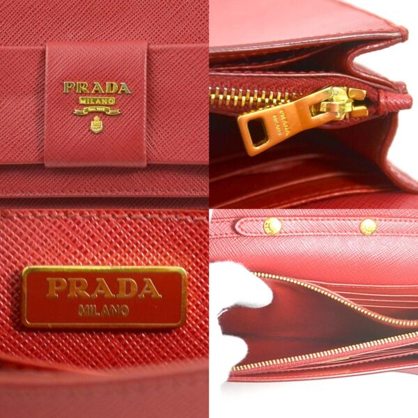 h29866f 9 c Prada Saffiano Leather Shoulder Wallet Red