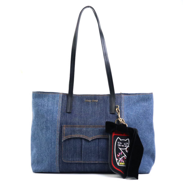 h29950k Miu Miu Shoulder Bag Tote Denim Blue