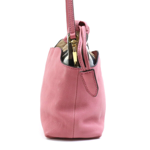 h30009g 1 Burberry Leather Canvas Crossbody Shoulder Bag Pink