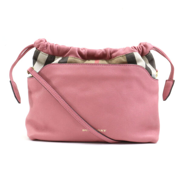 h30009g Burberry Leather Canvas Crossbody Shoulder Bag Pink