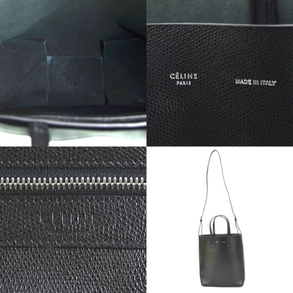 h30340g 11 c Celine Vertical Hippo Shoulder Bag Leather Black