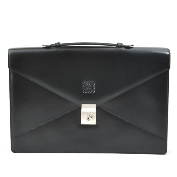 h30444k Loewe Business Bag Leather Handbag Black