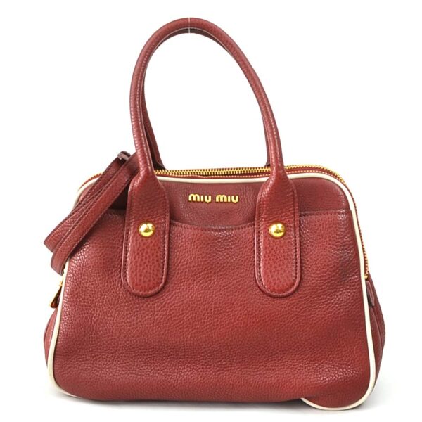 h30445j Miu Miu Handbag Shoulder Bag Leather Red