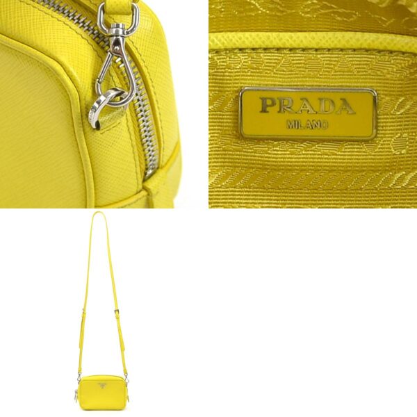 h30510a 10 c Prada Shoulder Bag Leather Yellow