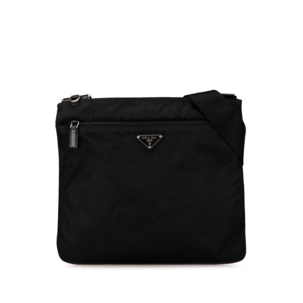 hhombvhnez7ut9cj 1 Prada Triangle Plate Nylon Shoulder Bag Black