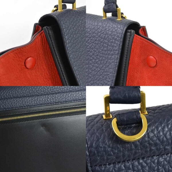 i0421 2 Celine Trapeze 2Way Bag Leather Suede Blue Red Black