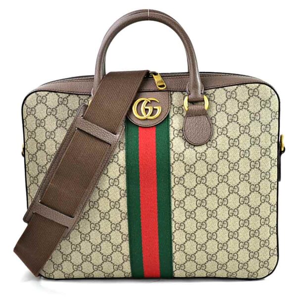 i0453 Gucci Ophidia Buyer GG Briefcase Canvas Brown