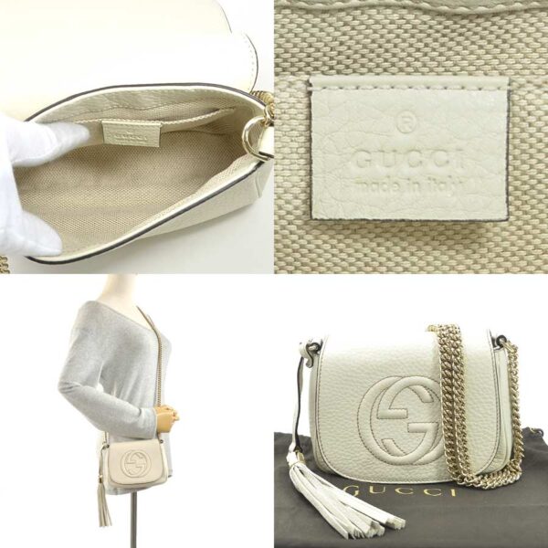 i0464 4 Gucci Soho Chain Shoulder Bag Leather Ivory