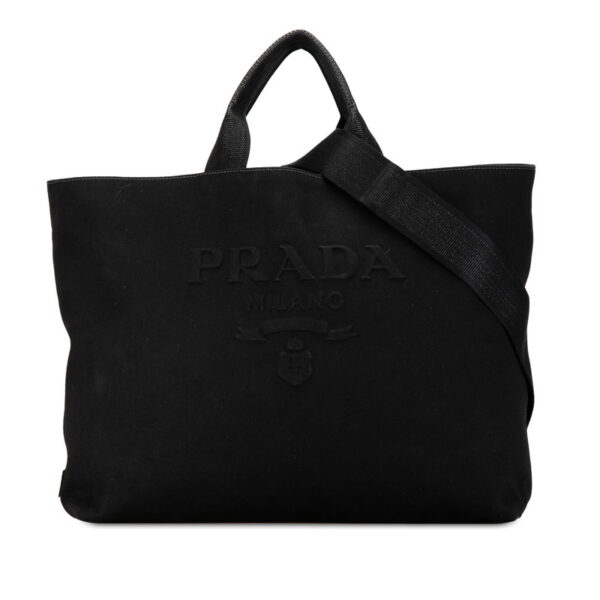 i0wintzx05wqjfxh 1 Prada Drill Triangle Plate 2WAY Shoulder Bag Black