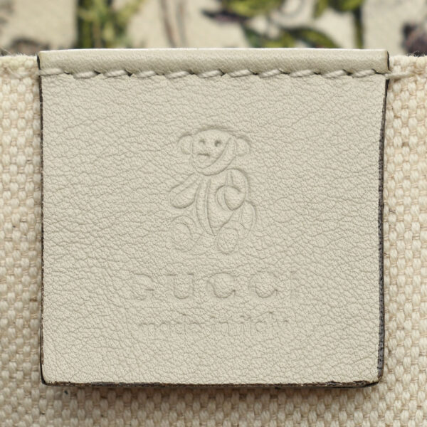 ik 00 0439704 011 Gucci Line Floral Handbag Canvas Leather White Multicolor