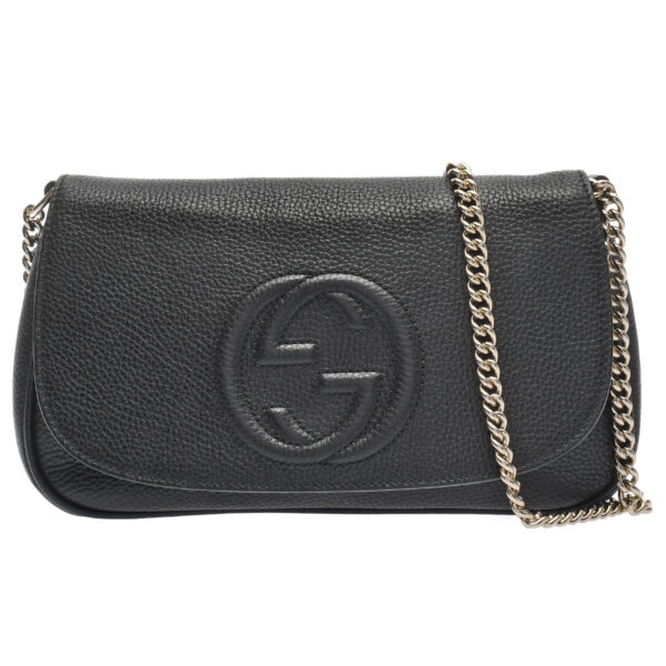 ik 00 0441037 00 Gucci Soho Chain Shoulder Bag Leather Black