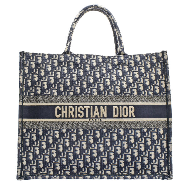 ik 00 0441558 00 Christian Dior Book Tote Large Jacquard Canvas Blue