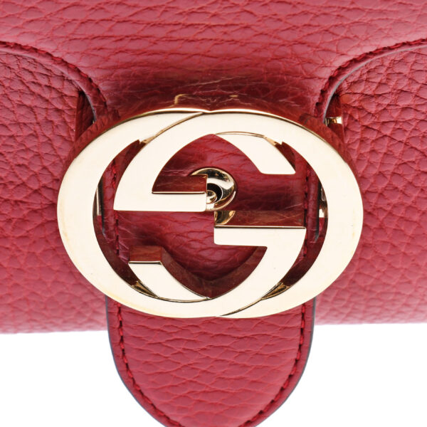 ik 00 0442164 011 Gucci Interlocking G Chain Shoulder 2Way Bag Leather Red