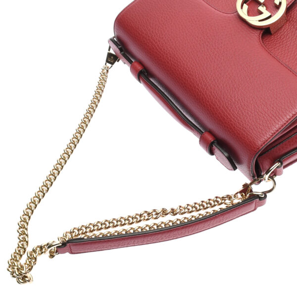 ik 00 0442164 02 Gucci Interlocking G Chain Shoulder 2Way Bag Leather Red