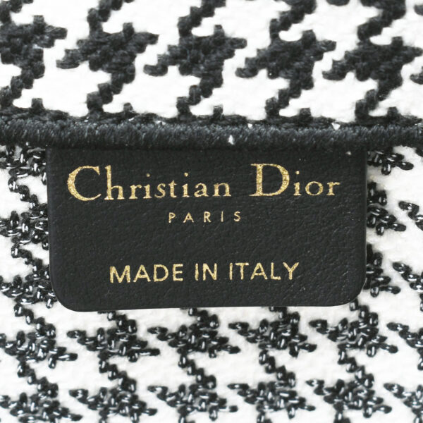 ik 00 0450411 09 Christian Dior Book Tote Medium Houndstooth Embroidered Black