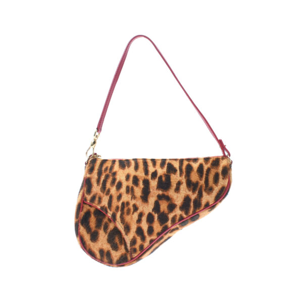 ik 00 0450849 1 Christian Dior Saddle Bag Leopard Pattern Red Brown