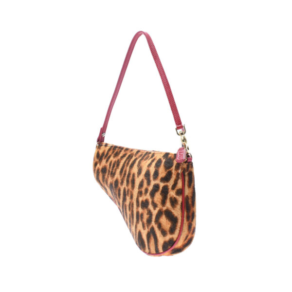 ik 00 0450849 2 Christian Dior Saddle Bag Leopard Pattern Red Brown