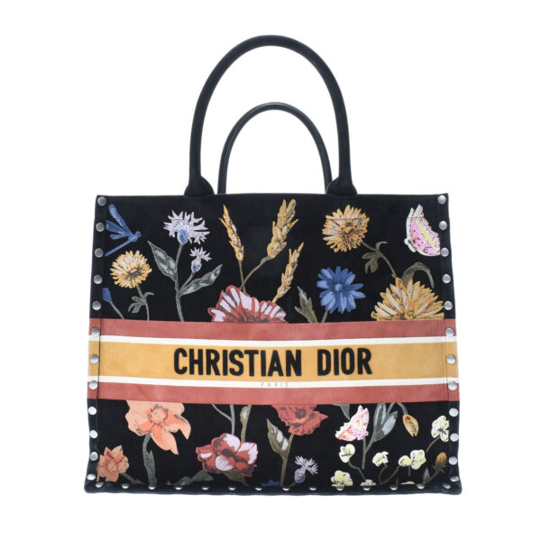 ik 00 0450933 1 Christian Dior Book Tote Large Suede Black Multicolor