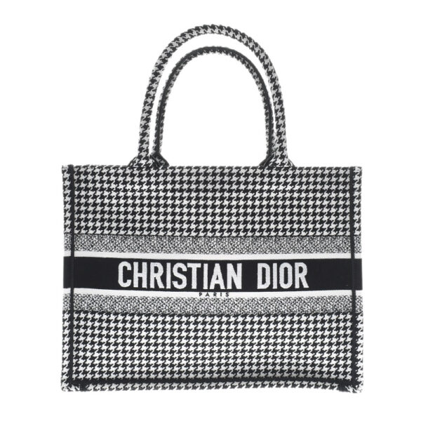 ik 00 0454264 1 Christian Dior Book Tote Small Embroidered Canvas Black White