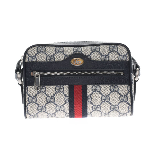 ik 00 0455228 1 Gucci GG Mini Bag GG Supreme Canvas Blue Beige Antique