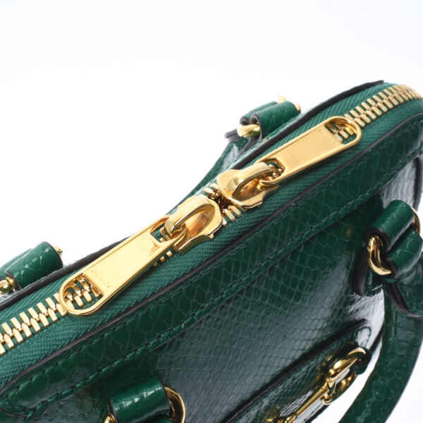 ik 00 0460239 13 Gucci Horsebit 1955 Mini Top Handle Bag Python Green