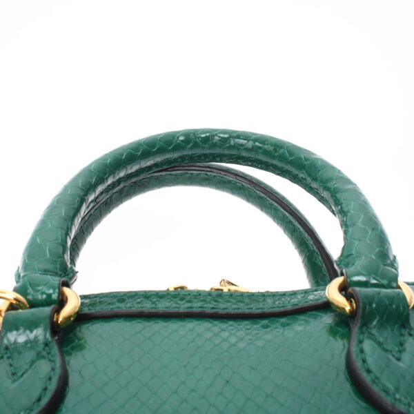 ik 00 0460239 4 Gucci Horsebit 1955 Mini Top Handle Bag Python Green