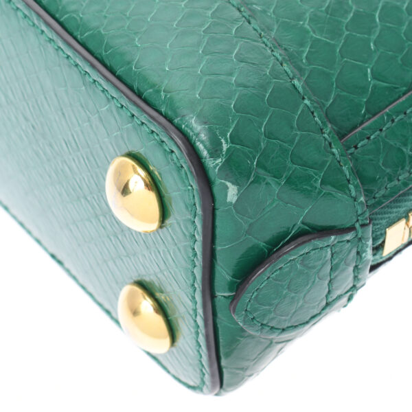 ik 00 0460239 7 Gucci Horsebit 1955 Mini Top Handle Bag Python Green