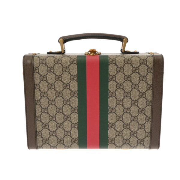 ik 00 0610667 2 Gucci Savoy Beauty Case GG Supreme Canvas Beige Ebony Brown