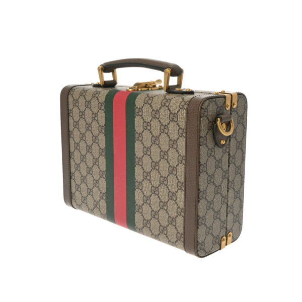 ik 00 0610667 3 Gucci Savoy Beauty Case GG Supreme Canvas Beige Ebony Brown