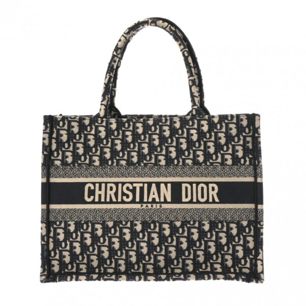 ik 00 0616356 2 Dior Book Tote Medium Oblique Embroidered Canvas Navy