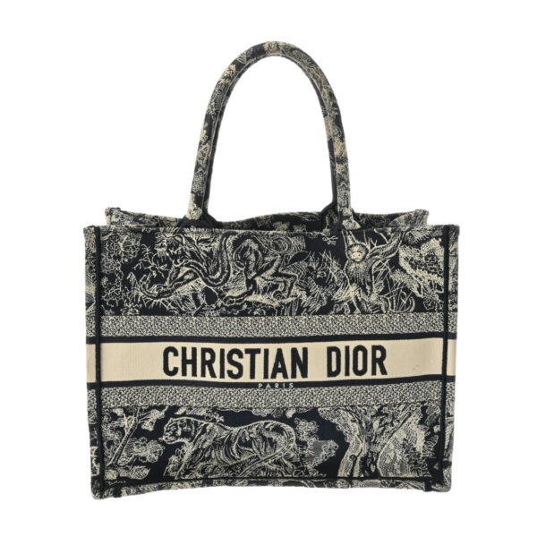 ik 00 0617395 2 Dior Book Tote Medium Reverse Toile de Jouy Embroidered Canvas Blue Ecru