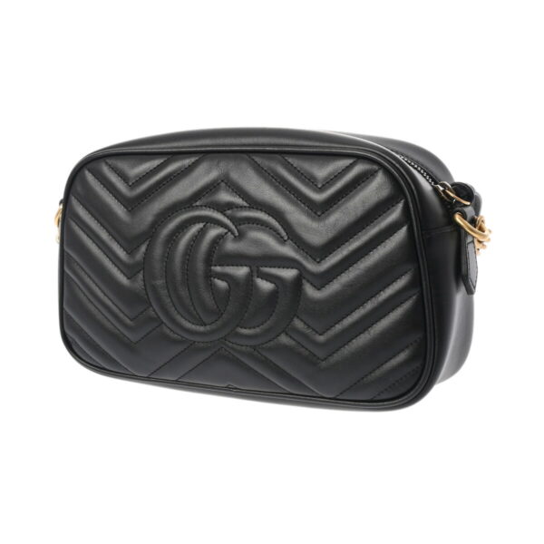 ik 00 0620612 3 Gucci GG Marmont Quilted Small Shoulder Bag Leather Black