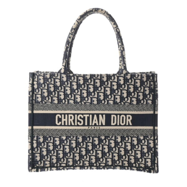 ik 00 0620754 2 Dior Book Tote Medium Oblique Embroidered Canvas Navy