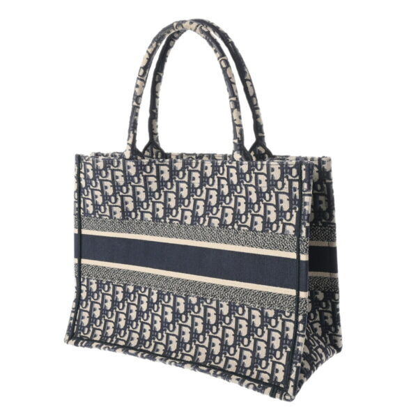 ik 00 0620754 3 Dior Book Tote Medium Oblique Embroidered Canvas Navy