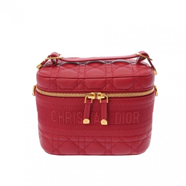 ik 00 0624534 2 Dior travel Vanity Cannage Small Lambskin Red