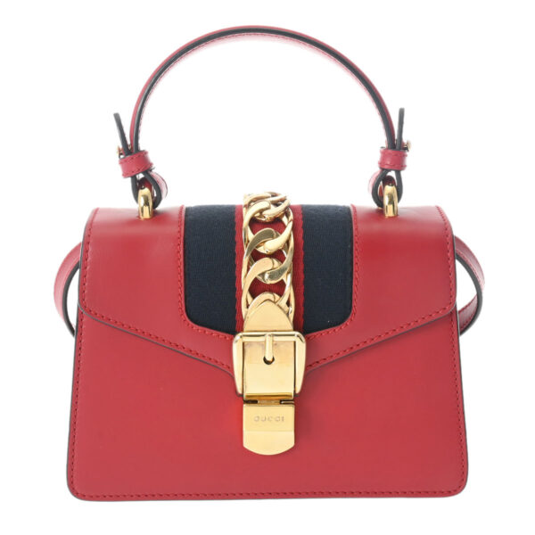 ik 00 0624676 2 Gucci Sylvie Mini Shoulder Bag Leather Red