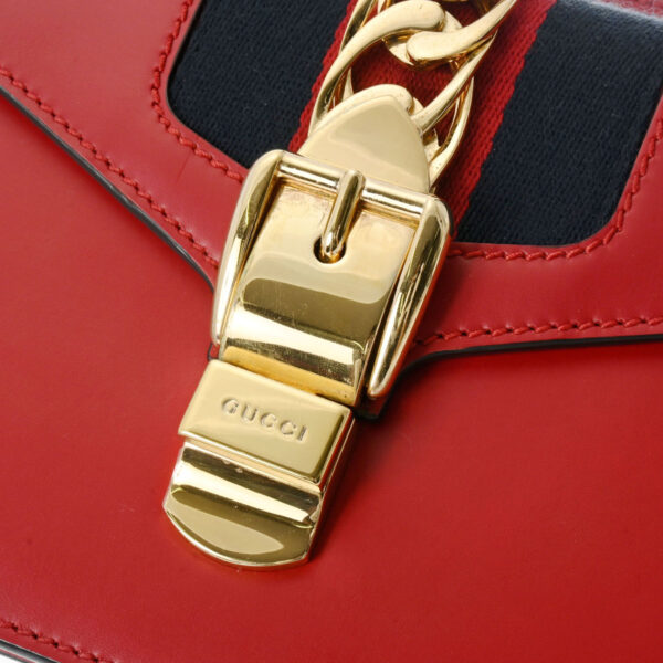 ik 00 0624676 9 Gucci Sylvie Mini Shoulder Bag Leather Red